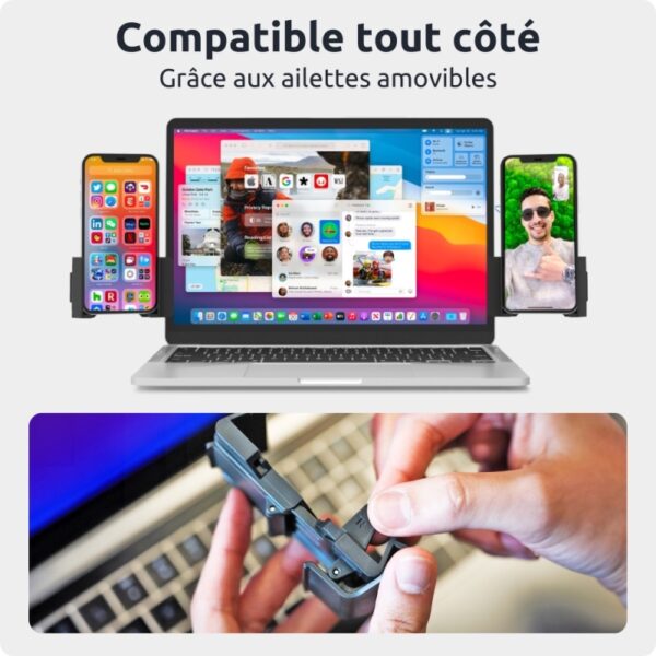 SUPPORT TELEPHONE UNIVERSEL POUR ECRAN PC/MAC - CLIP UNIVERSEL AVEC ANGLE REGLABLE 160° - PHONESIDE ONE – Image 3