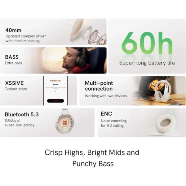 Casque Bluetooth Réduction de Bruit XSSIVE XSS-H11B – Image 2